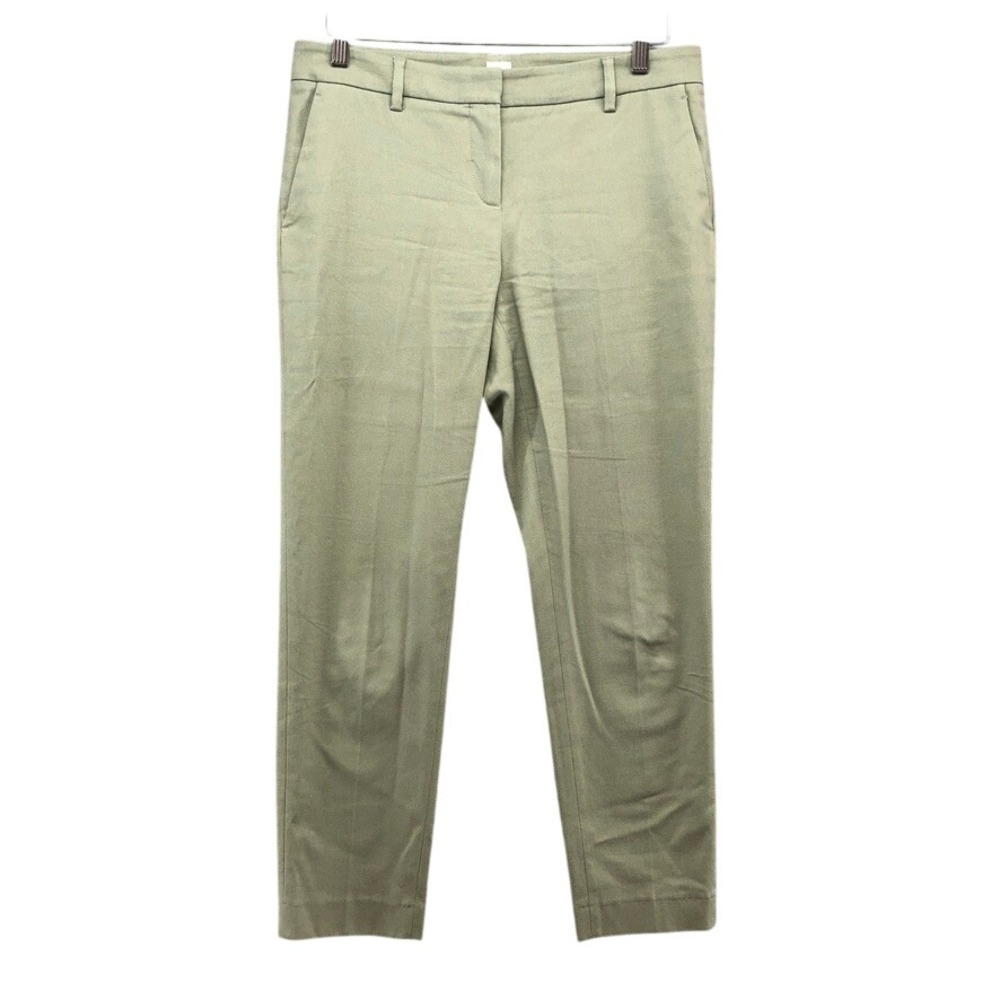 True Royal Trousers Womens 6 42 Green Cotton Blend Slim Fit Classic Minimalist